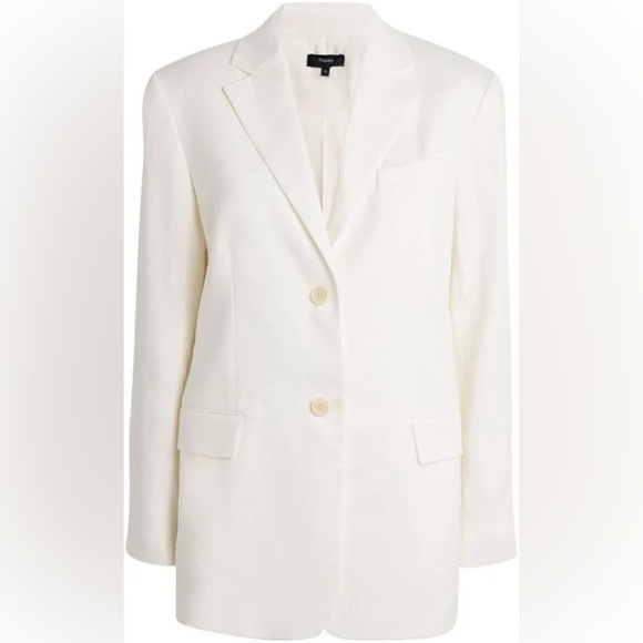 Theory White Long Fitted Blazer - Picture 2 of 10